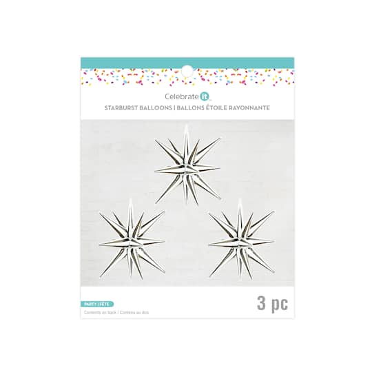 26" Black & White Stripes Starburst Foil Balloons, 3ct. by Celebrate It™